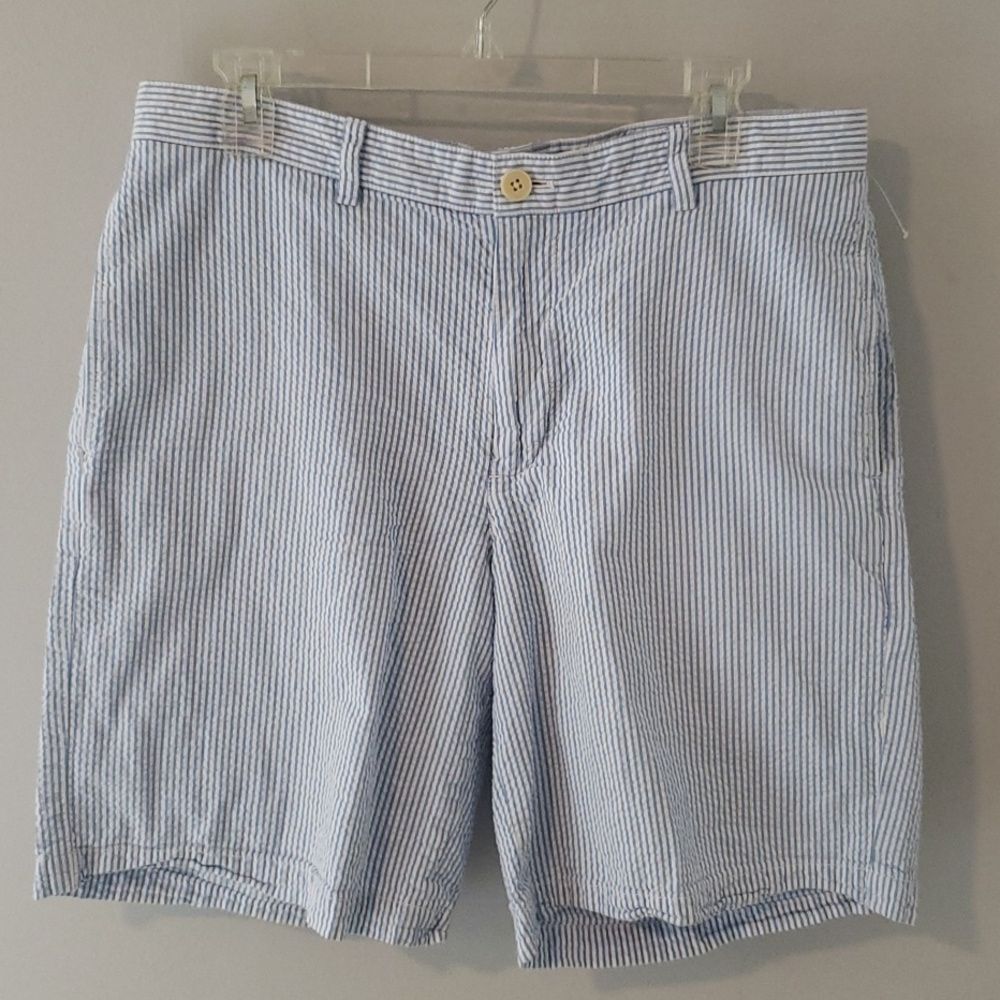 Vineyard Vines All Cotton Seersucker Club Short Blue White Stripe Mens 33